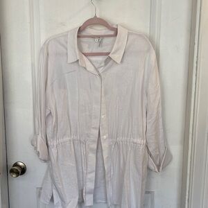 DKNY Classic White linen “shacket” Blouse - XL